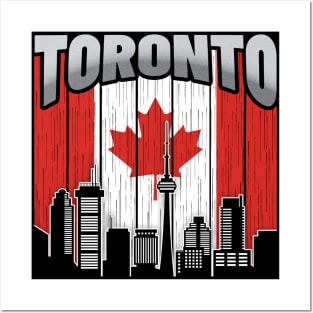 Toronto Canada Skyline Vintage Flag Posters and Art